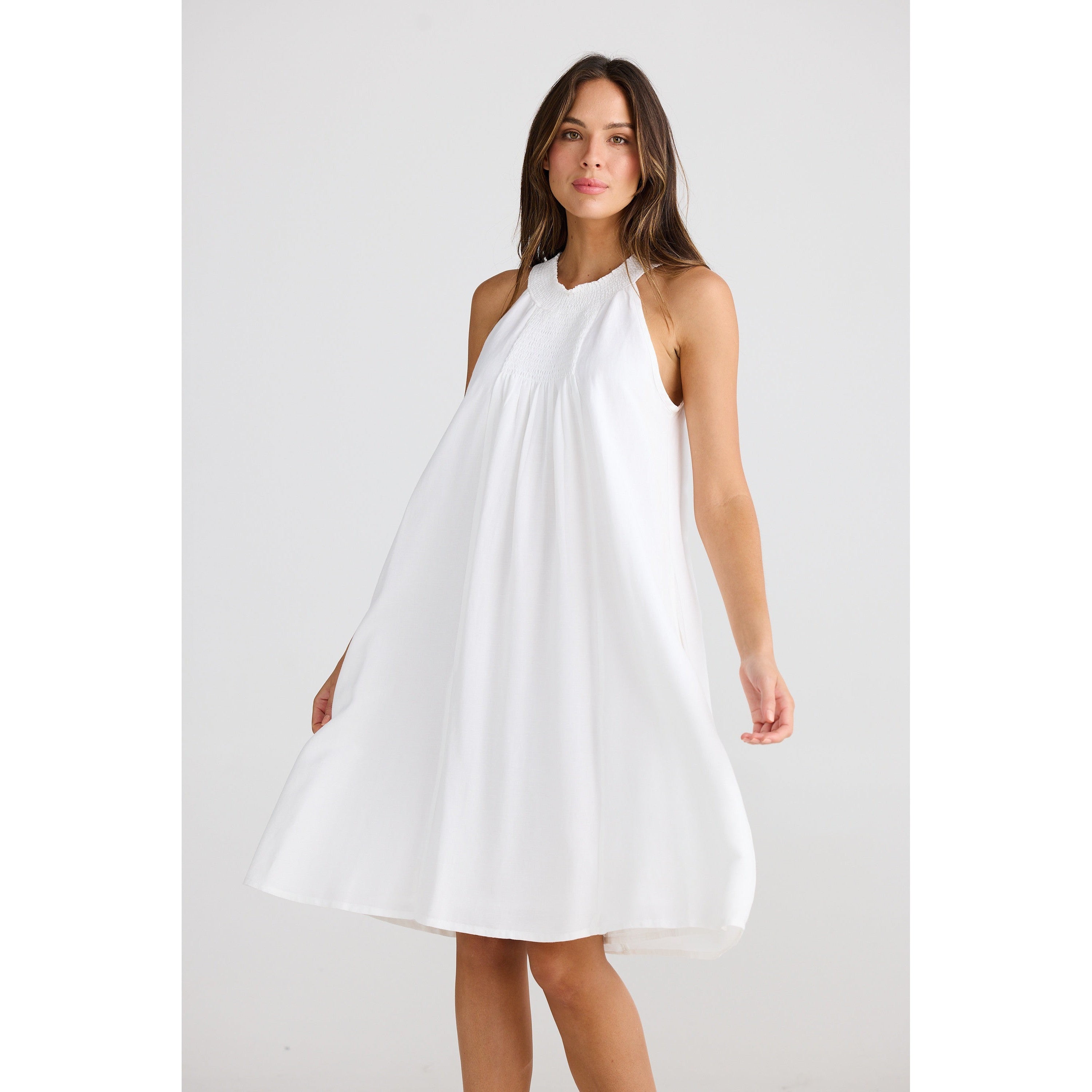 Lopez White Linen Dress Lined