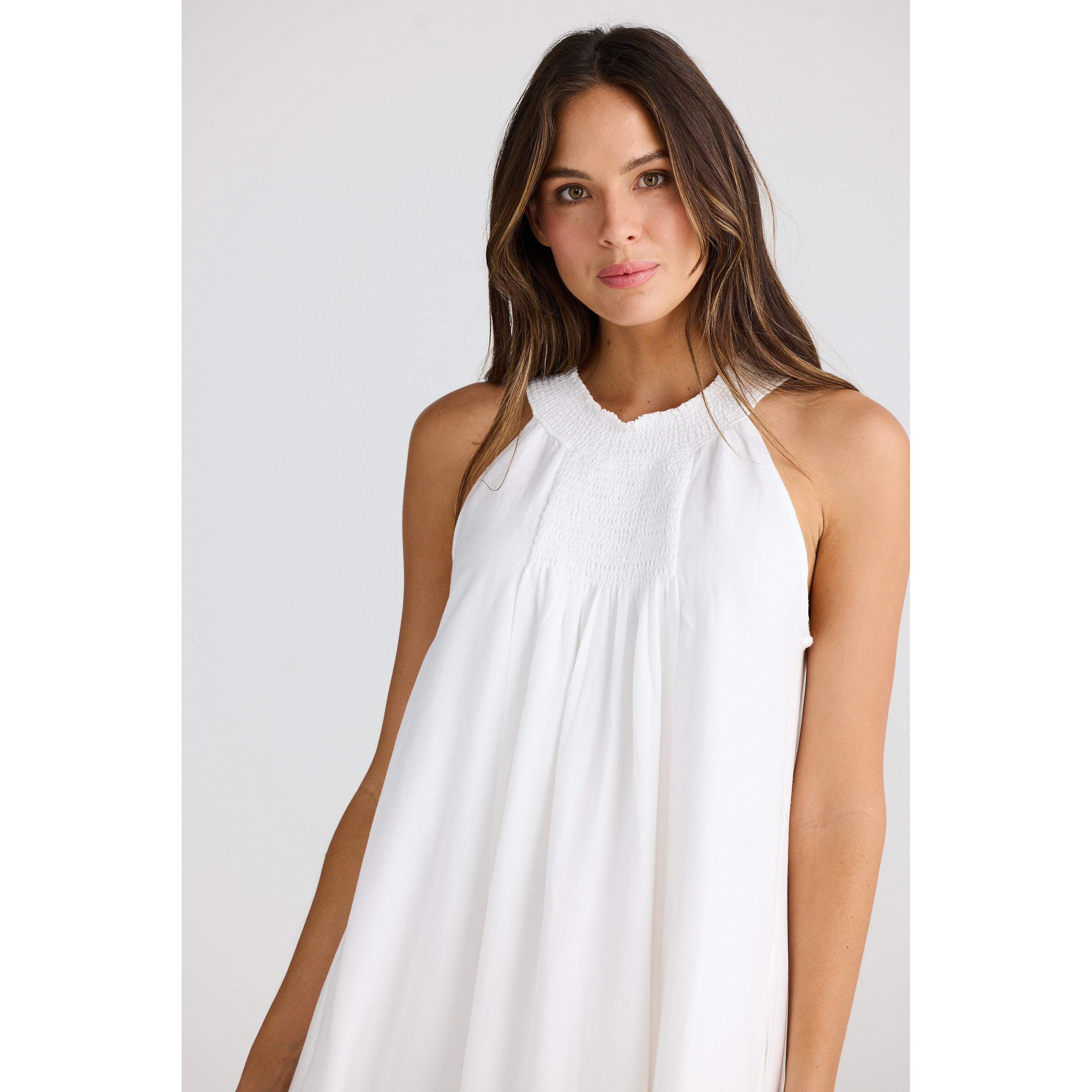 Lopez White Linen Dress Lined