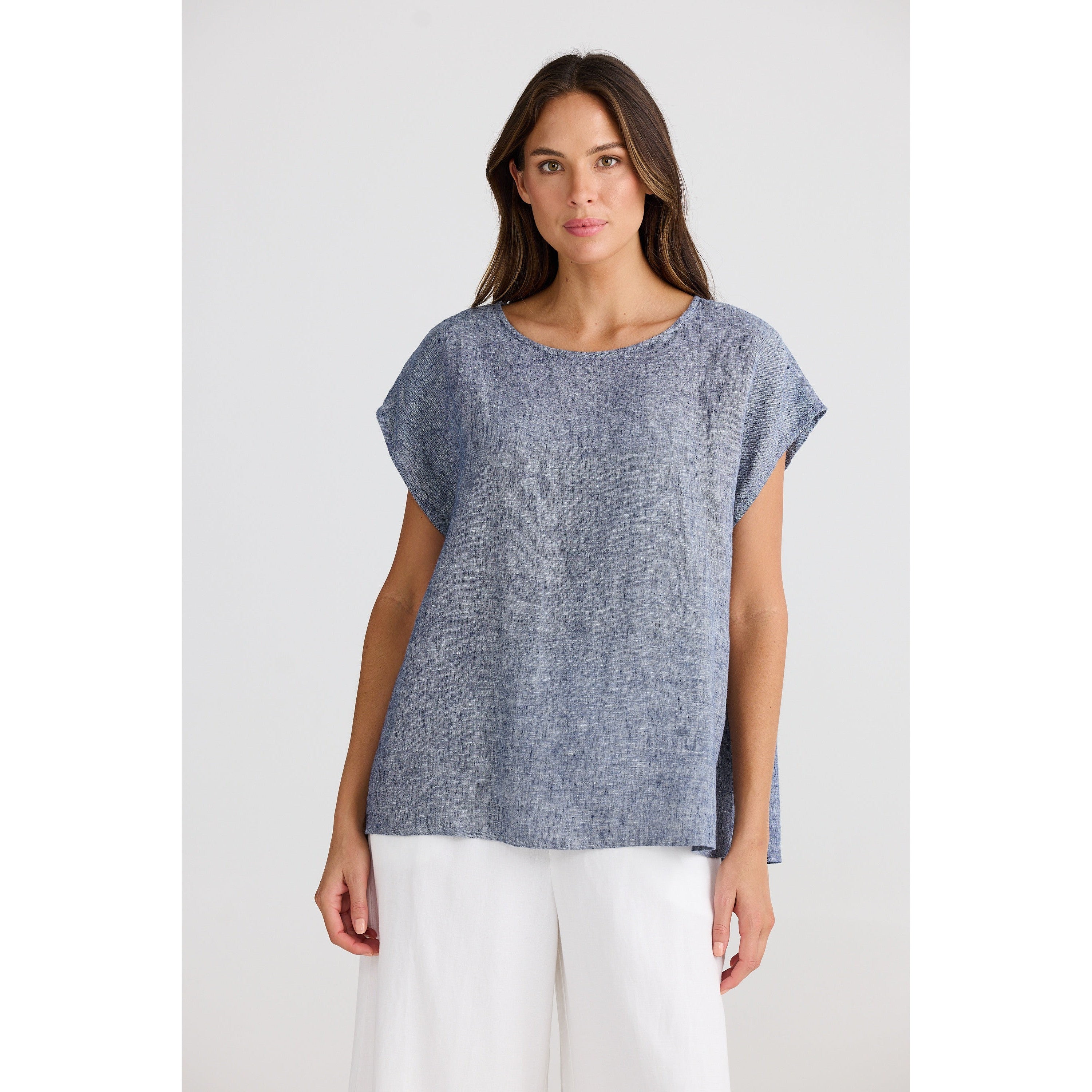 Souk Top Navy Fleck