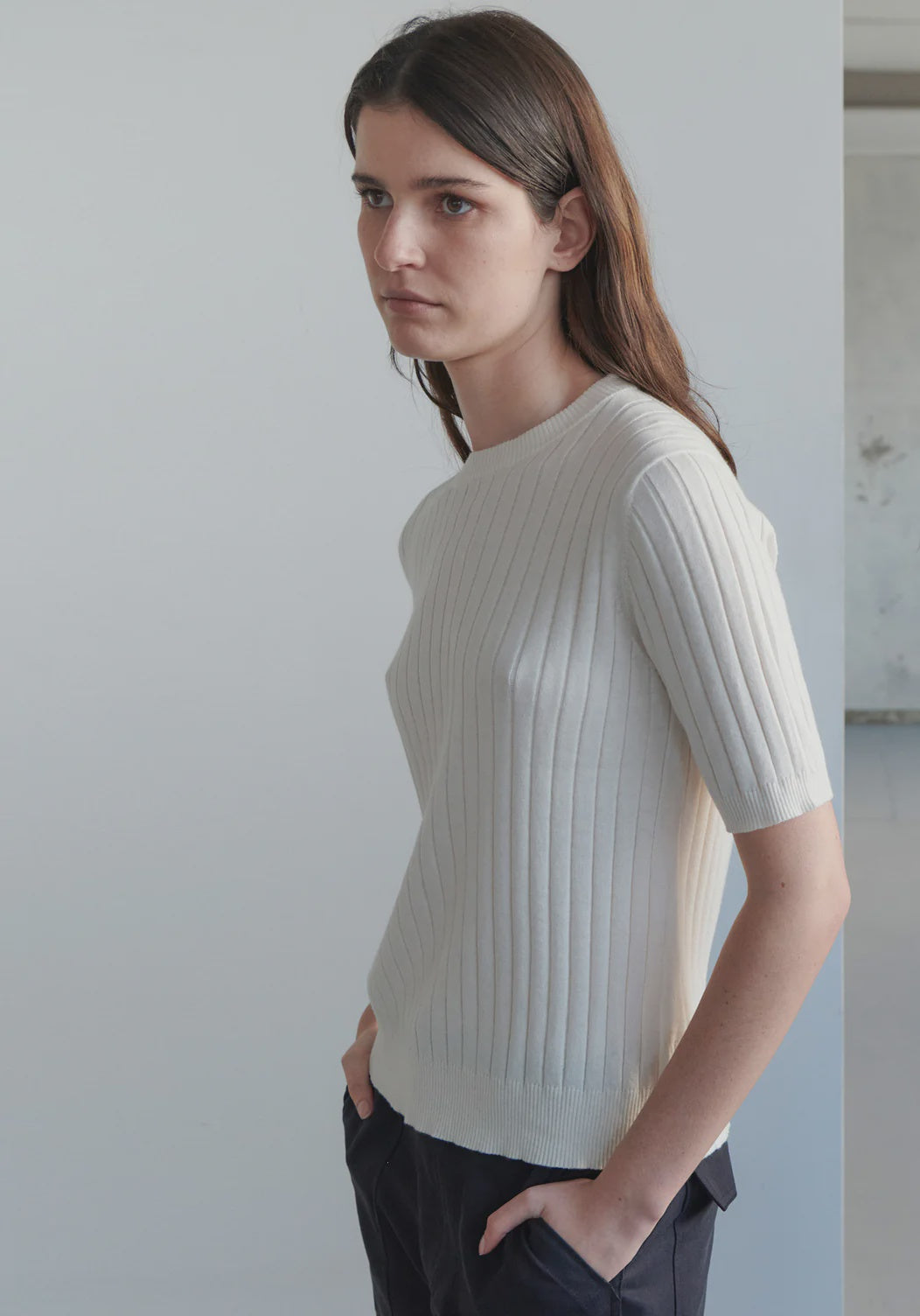 Nucleus Ribbed Tee  /  Chalk